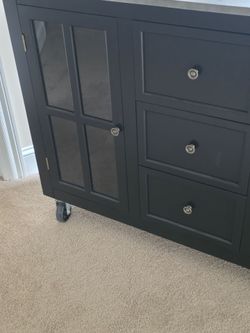 Black Storage Cabinet / Sideboard on Wheels