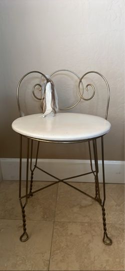 Vintage Gold Metal Vanity Stool