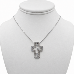Platinum Cross Pendant with Diamonds and 16" Necklace.