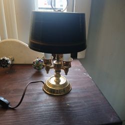 Vintage Solid  Brass Bouilloitte Lamp- Original Tole Shade  "MiNT"