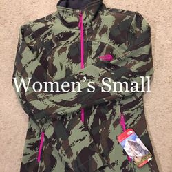 NORTH FACE / WaterProof Thin Softshell Jacket Coat / Women’s Small (S) / Retails $200 +Tax / Brand New w/ Tags!! / Pink & Camo