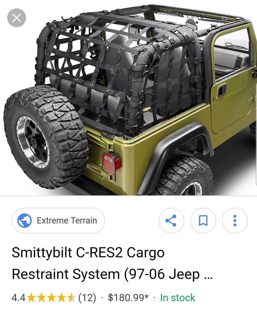 Jeep TJ smittybilt safari top & cargo net
