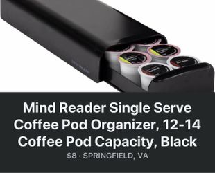 Mind Reader Single Serve Coffee Pod Organizer, 12-14 Coffee Pod Capacity, Black