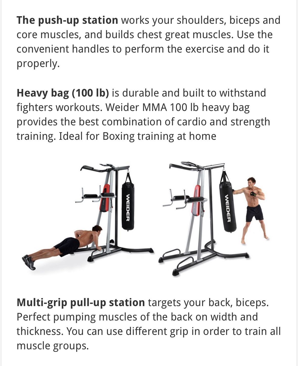 Weider power tower with punching bag hotsell