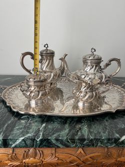 Sterling Silver Repousse Italian tea service, fully hallmarked 181.4 ounces!!