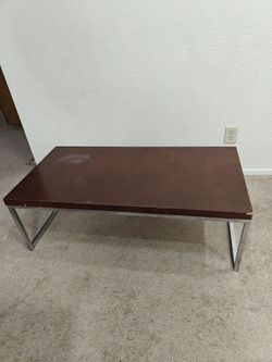 Coffee Table / Living Room Table – Dark Brown Wood Finish with Metal Legs  $20