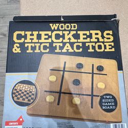 Checkers and Tic Tac Toe wood board