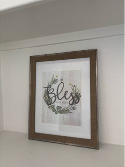 Bless Our Nest Wreath Rectangular Glass Frame