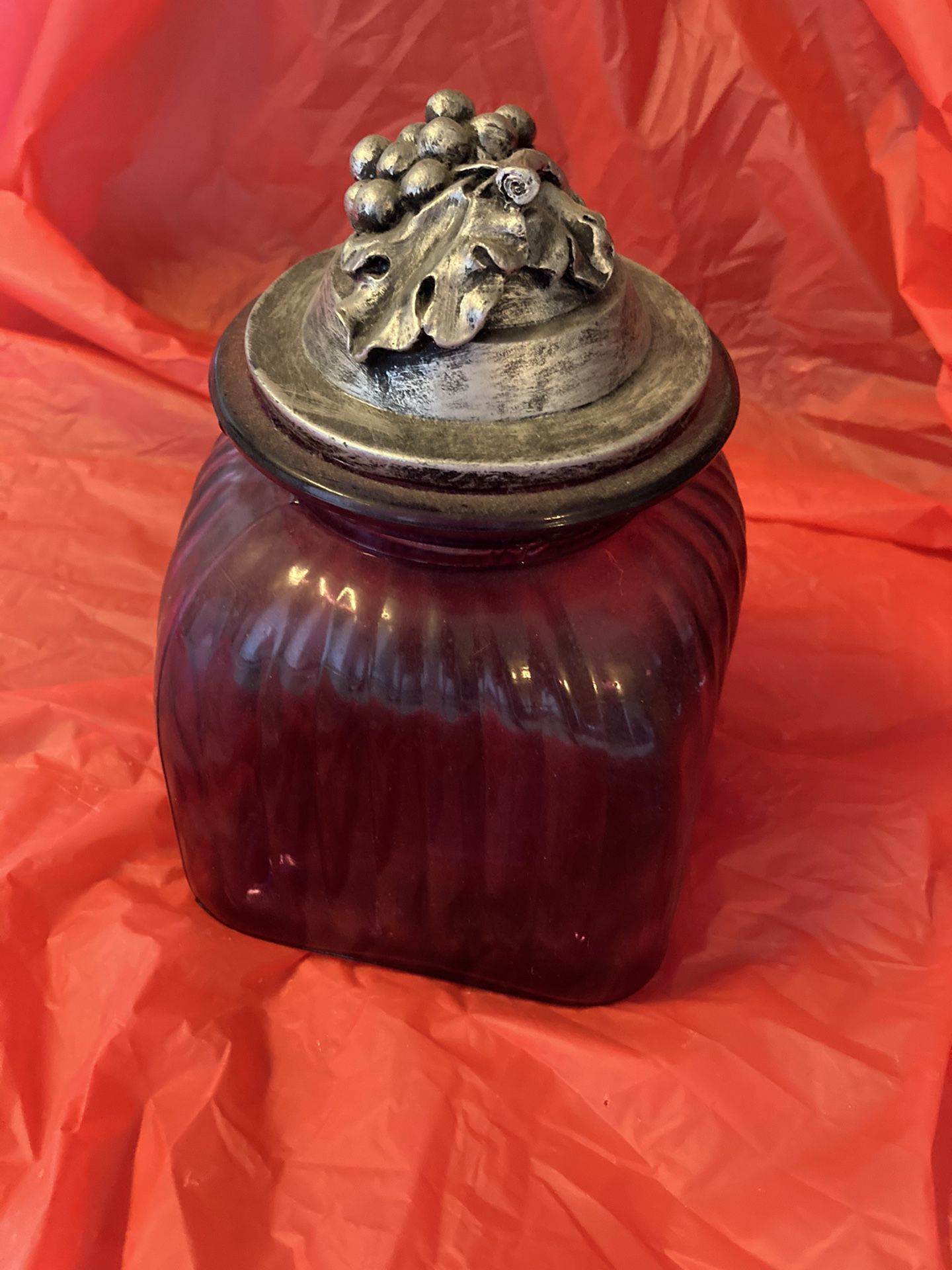 Purple glass Italian grape kitchen canister