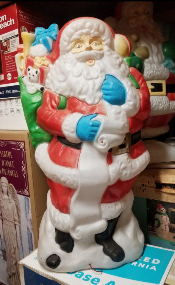 Santa's Best Christmas Holiday Seasons, Outdoor Yard, Rare Santa Claus with Big Bag Of Toys Lighted Blow Mold, Size 42" Tall, Retired Good Condition. 