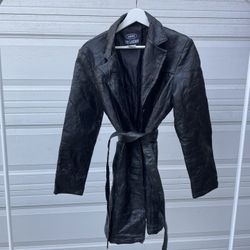 genuine leather trench coat