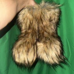 Brown Fluffy Faux Fur Boots