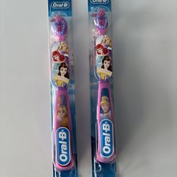 Lot of 2 Oral B Kids Disney Princess Soft Manual Toothbrushes (colors will vary)