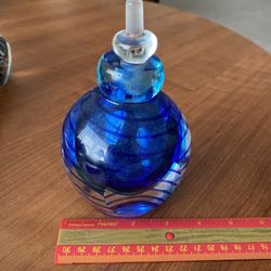 Vintage Blue Crystal Perfume Bottle 