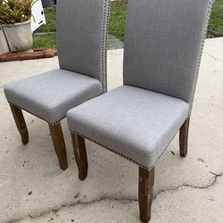 Set 2 grey studs accent or dining room chairs