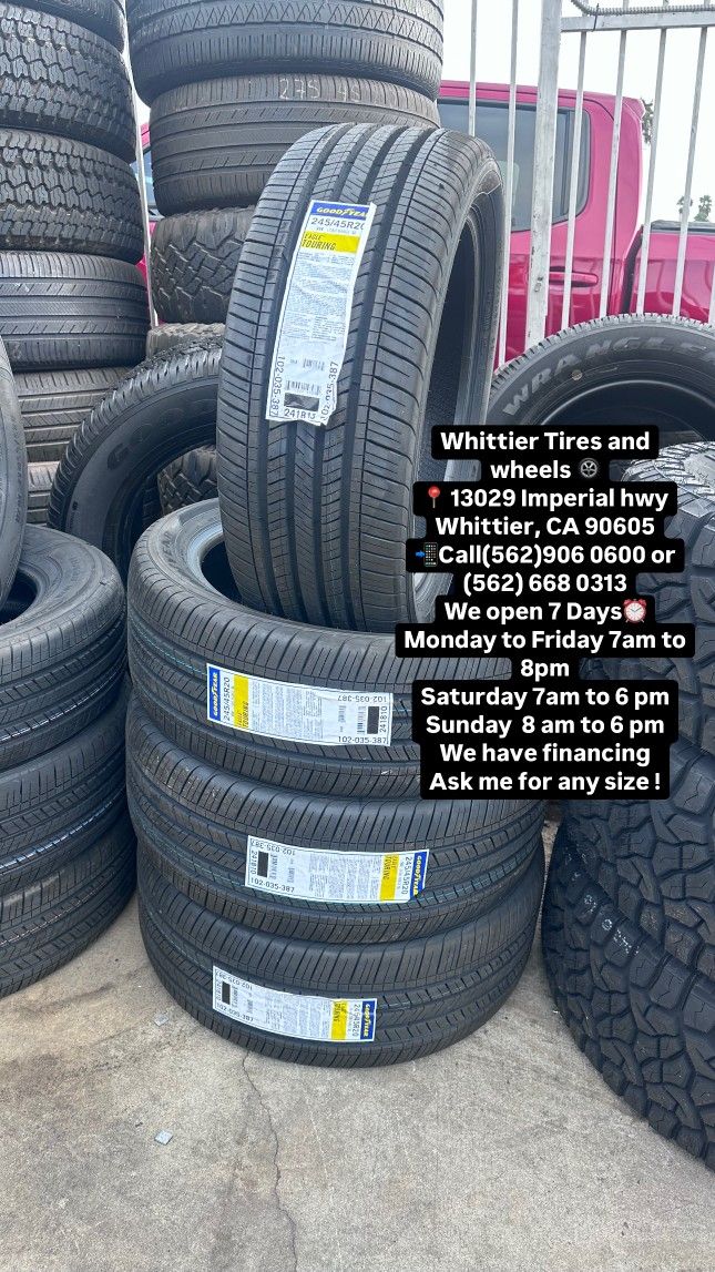 SET OF NEW TIRES, 245/45R20 GOODYEAR EAGLE TOURING , INCLUDING MOUNTING AND BALANCING. ASK ME FOR ANY SIZE OR BRAND