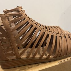 Journee Collection Tan Gladiator Sandals with Strappy Design