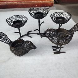 Pier One Imports Wire Bird 3 Piece Candle Holder Set