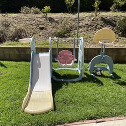 Qaba Outdoor Play Set Swing And Slide Combo