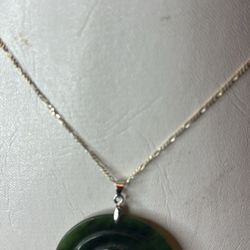 Necklace Jade With Sterling Silver 925 New Each $87