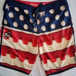 O’Neill Hyperfreak Board Shorts Men’s 32 Red White Blue