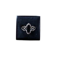 Size 7 Tarnished Silver Toned Black Enamel Ring