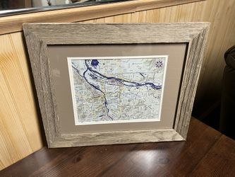 City Of Portland Map In Real Wood Frame