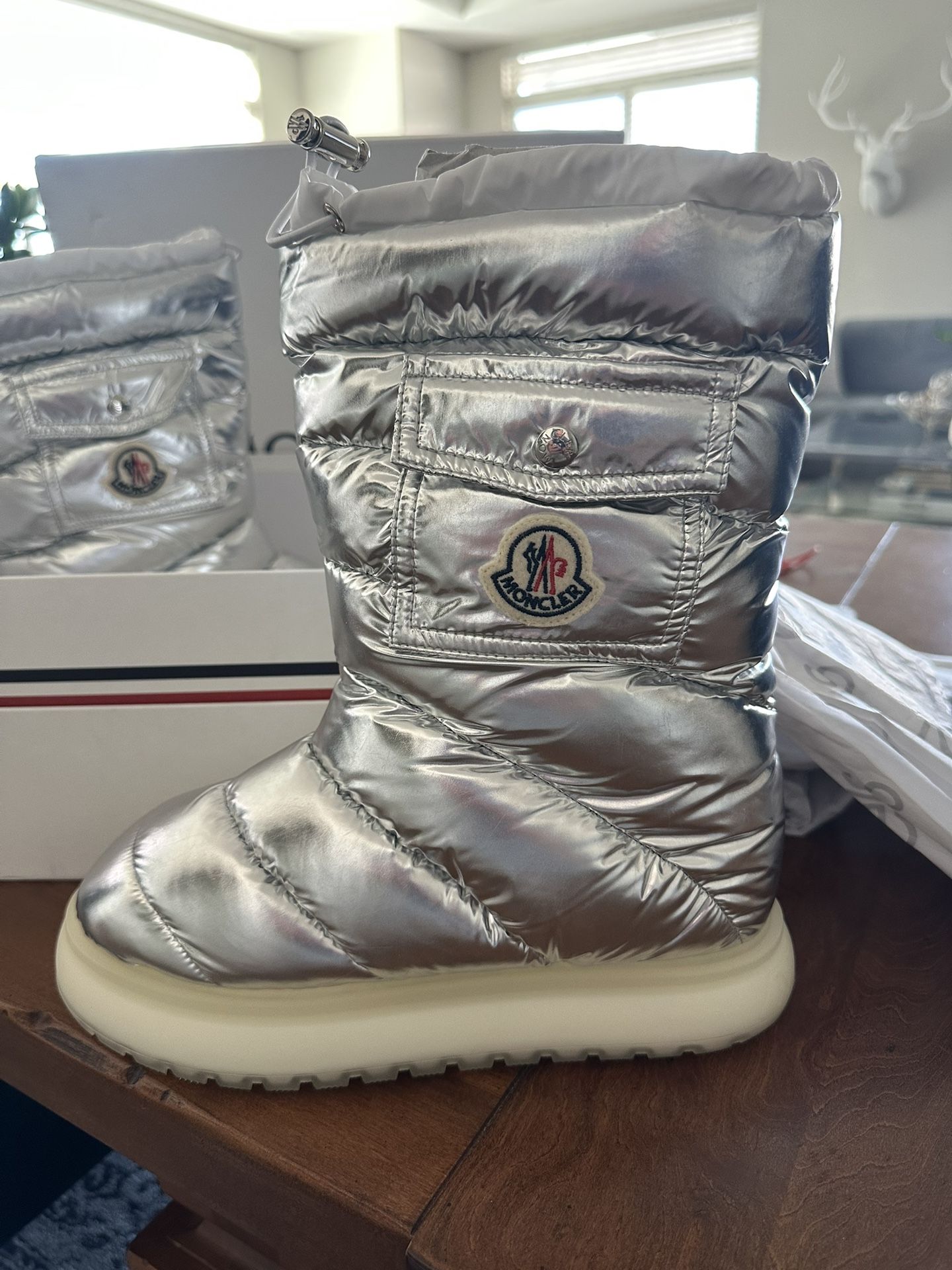 Women’s Moncler Gaia Pocket Boot Mid - Silver Metallic
