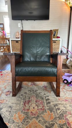 Mission Style Rocking Chair w/ genuine leather