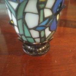 Vintage  Mosaic Iris Glass Candle Lamp 