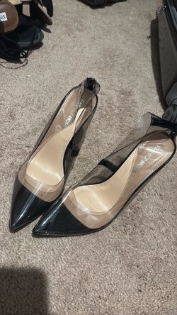 Fashion Nova Clear Panel Pointed-Toe Heels
