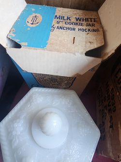 Milk White 9" Cookie Jar Anchor Hocking