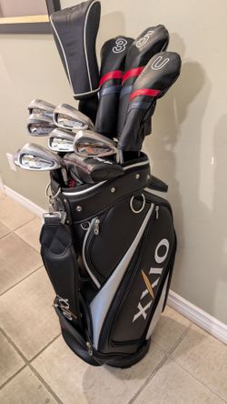 RH XXIO DUAL SPEED TECH DRIVER SET/ TRUE FOCUS IMPACT IRON SET / BRAND NEW XXIO CADDIE'S STAFF GOLF BAG PLUS ODYSSEY WHITE HOT PUTTER