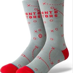 Stance Toronto Raptors Playbook Mens Large Gray Casual Socks 9 To 13 Shoes New