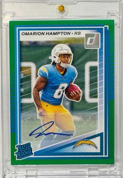 Omarion Hampton • 2025 Donruss • Rated Rookie • Green Auto • Chargers #303