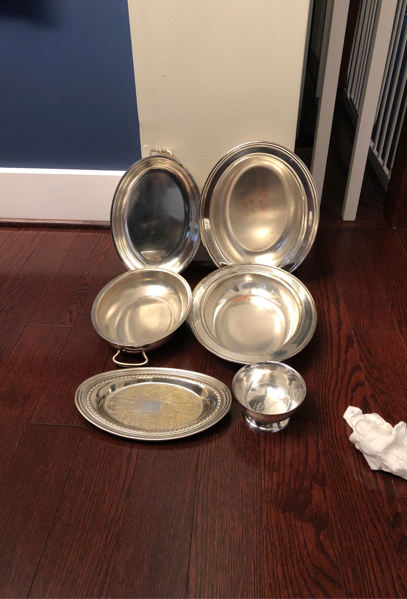 Castle & Rogers Silverplated One Oval 9” Two oval 10” and 2 Oval 11” and Small bowl