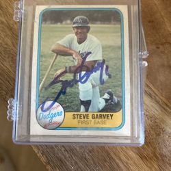 1981 Autographed Fleer Steve Garvey Baseball Card 