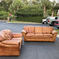 Sofa/Couch Bed - Camel - Genuine Leather - Delivery Available 🚛