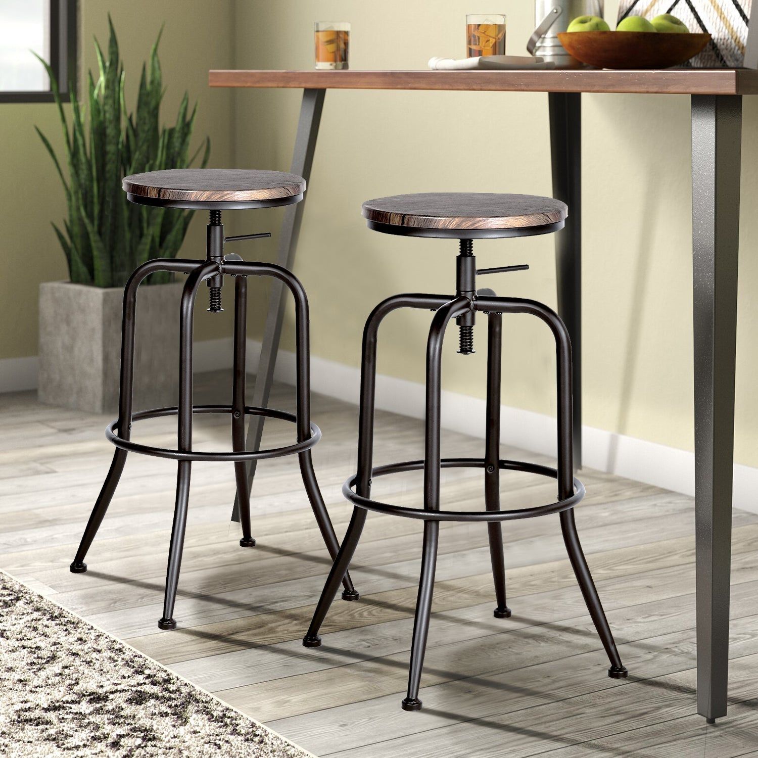 Anacletus 27" Industrial Swivel Bar Stools Set of 2