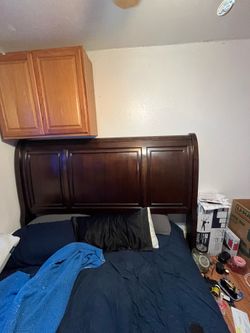 King size wooden bed with large storage