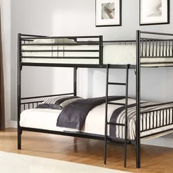 Full / Full Convertible Metal Bunk Bed
Black
78.7"W x 56.9"D x 65"H.    💢    literas full - full colchon incluido.  Nuevas en caja