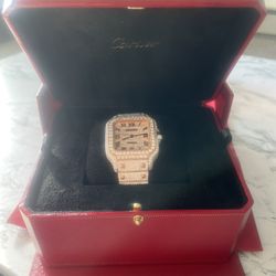 Men's VVS Moissanite Watch | 41MM | Bust Down | Rose And White