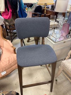 Modern Counter Stool with Gray Upholstery