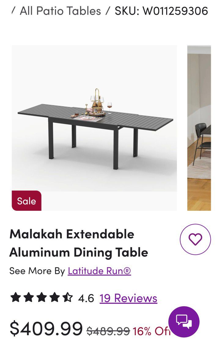 Malakah Extendable Aluminum Dining Table