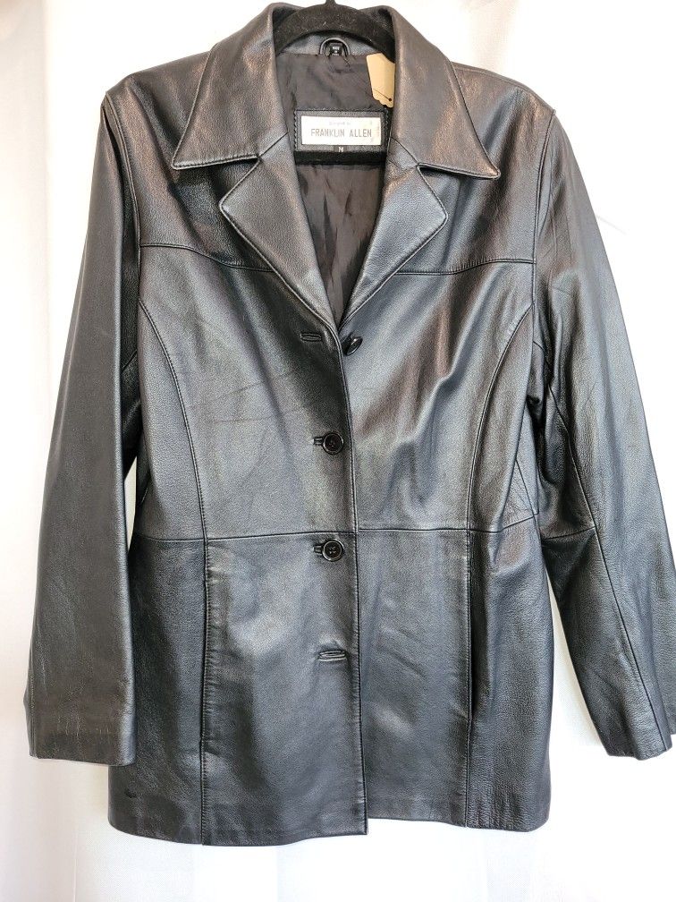 Franklin Allen Black Leather Jacket, Size M