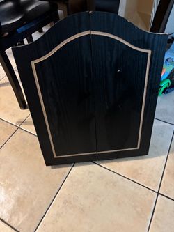 Black Wood Dartboard Cabinet