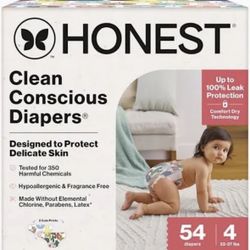 Honest Clean Conscious Baby Diapers Size 4, 54 Pack