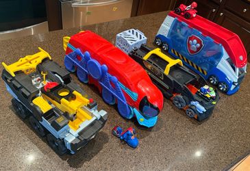 Misc Toy Trucks- Batman, Paw Patrol, Superman , Spider-Man, Hot Wheels