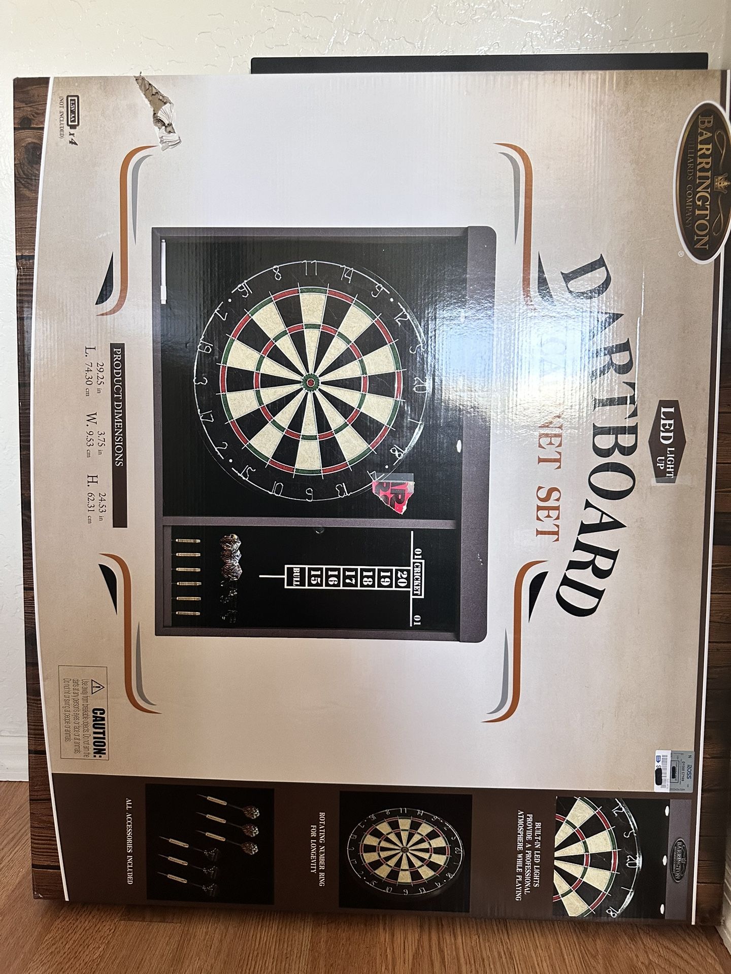 Barrington Dartboard Cabinet w/ LED Lights – New (Unopened, Minor Damage) $100 OBO