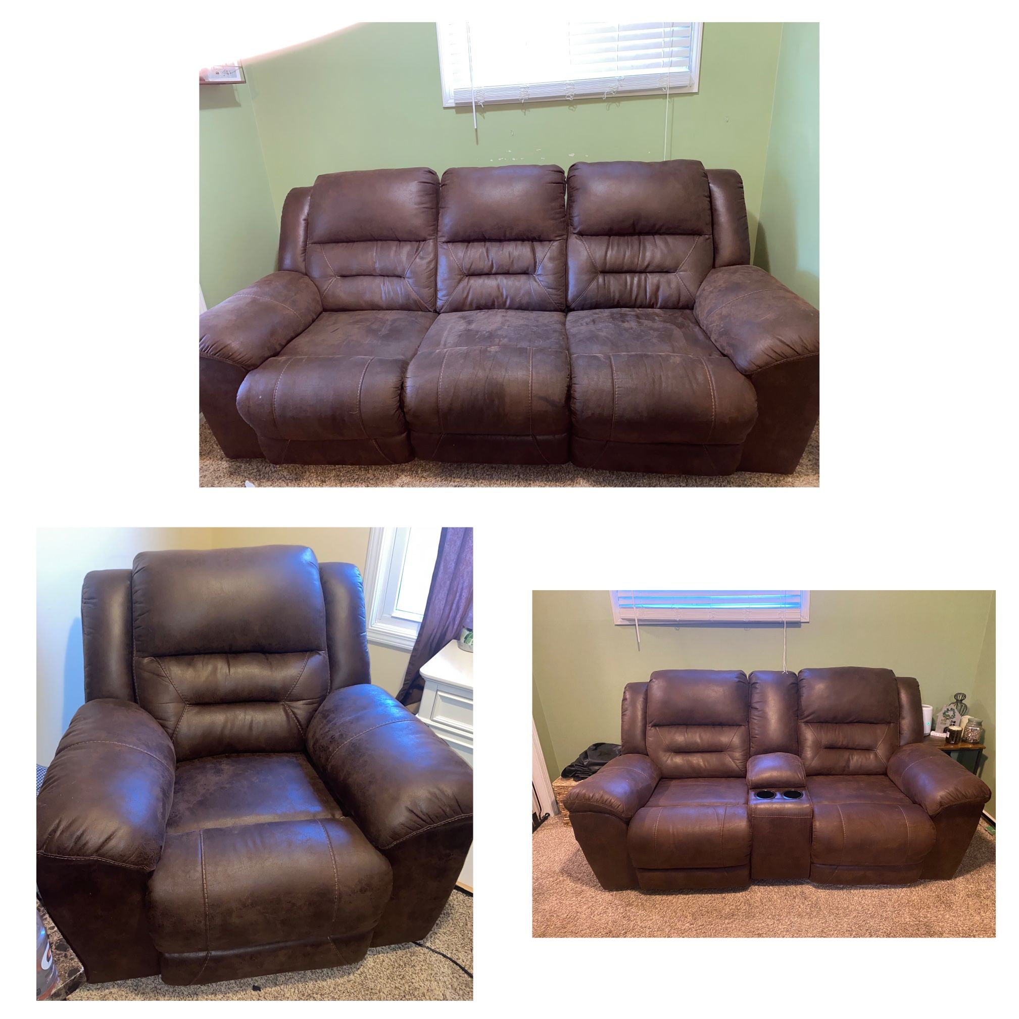 Faux Leather Living Room Set